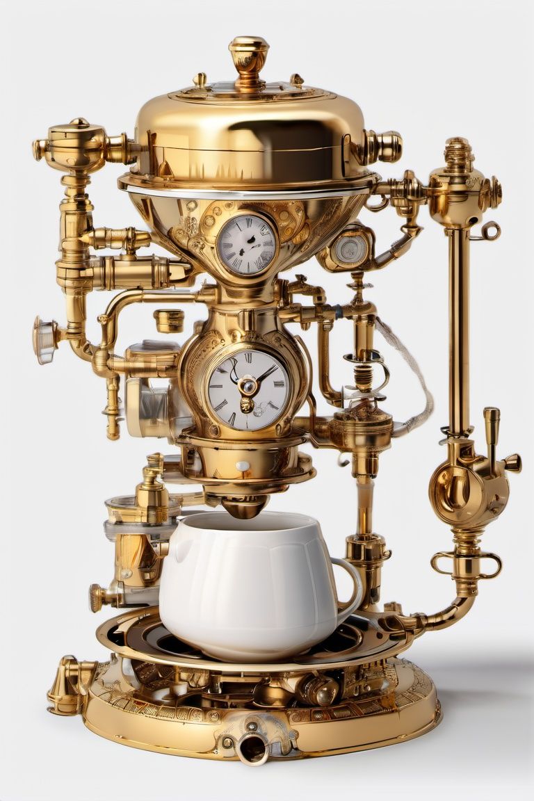 steampunk style,  coffee mug,  coffee maker \(object\) on Tensor.Art