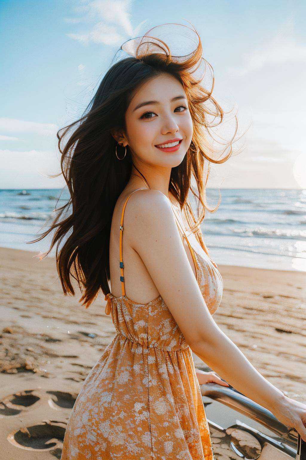 1girl,  sea,  wind on Tensor.Art