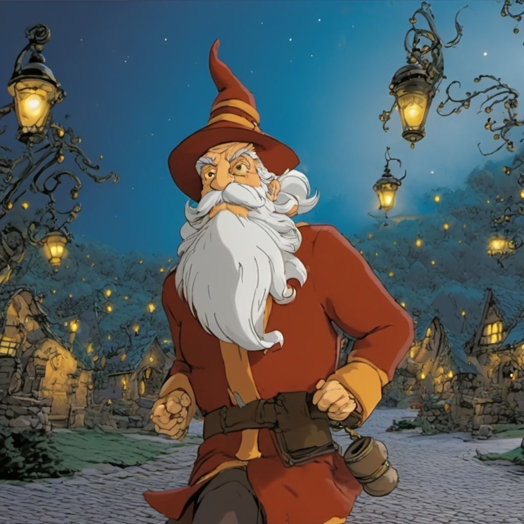 wizard, hat, beard,  old man, night, white hair, belt, outdoors, mustache,