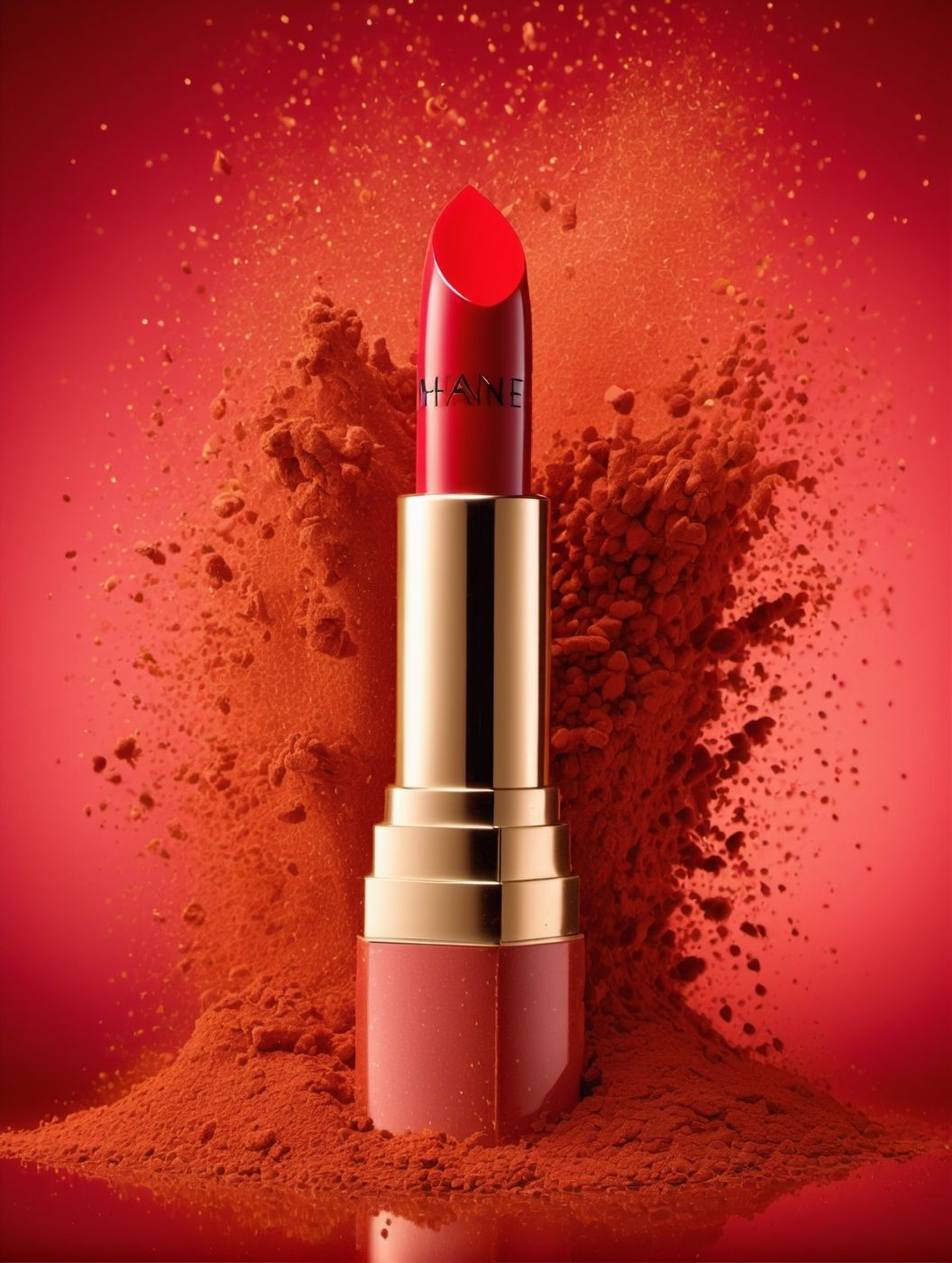 Best quality,masterpiece,(ultra high res),<lora:电商口红-000017:0.8>,chocolae dianshang2,Commercial photography,powerfulexplosion of red dust,designer lipstick,white lighting studio light,8k octane renderinghigh resolution photography,insanely detailed fine details,isolated plain,stock photo professional color grading,award winning photography,black background,