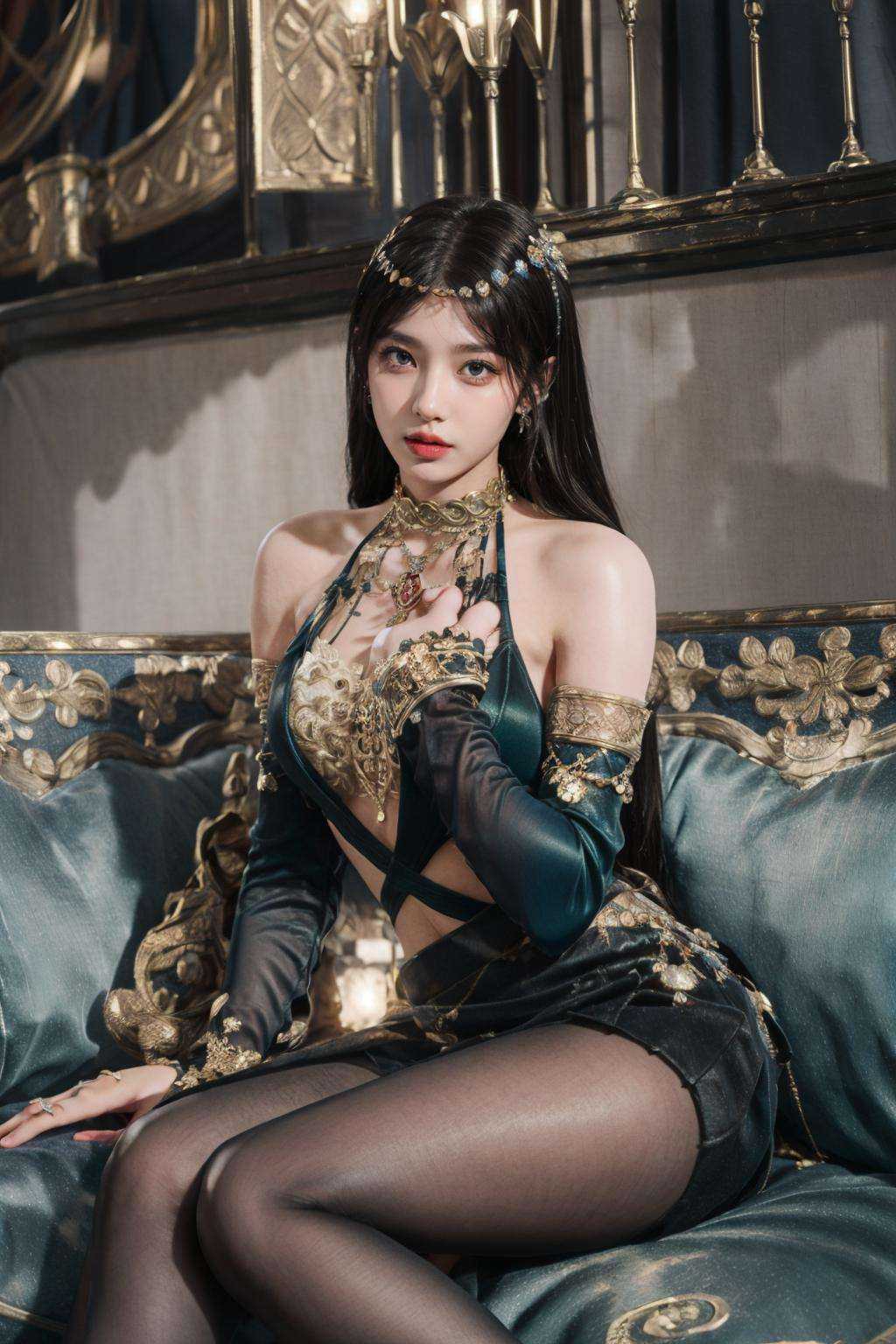 (masterpiece:1.5),(best quality:1.4),(photorealistic:1.4),(ultra detailed:1.3),(full body:1.2),(light:1.3),lips,breasts,(with its narrow cobblestone streets and picturesque blue-domed churches.:1.2),One sided skirt,grey eyes,black gloves,filmg,unity 8k wallpaper,1girl,solo,(hair ornament:1.1),<lora:调细节添加-2~2 add_detail:0.7>,<lora:FilmG3:0.5>,<lora:ChineseDollLikenessV3.0:0.2>,hair ornament,<lora:jialuofenghuajuedai_20230719112934:0.7>,fenghuajuedai,Calf strap,Hairnet,Green Strap Chest,necklace,dress,