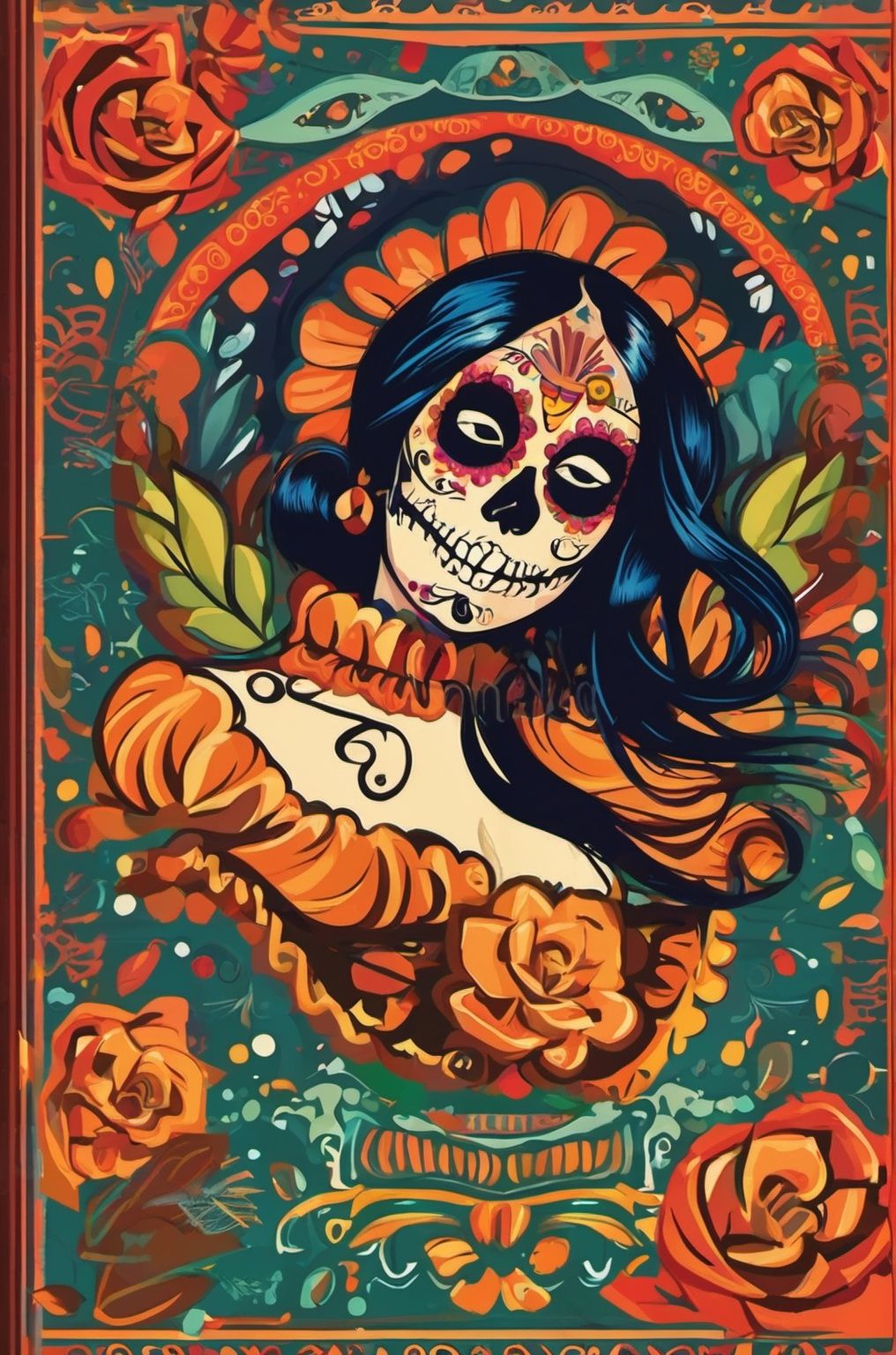 Day of the dead festival,  vector art illustration on Tensor.Art