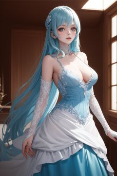 ,(((masterpiece,best quality))),((good structure,Good composition,good atomy)), ((clear, original,beautiful)),buxie,1girl,long hair,blue theme,indoors,dress,