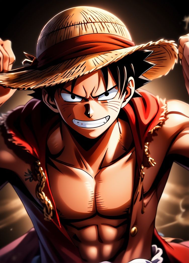 Monkey D. Luffy,  one piece anime,  X-shaped scar on his chest on Tensor.Art