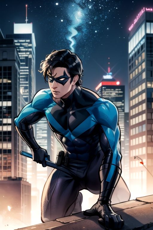 Nightwing,  mask,  black hair on Tensor.Art