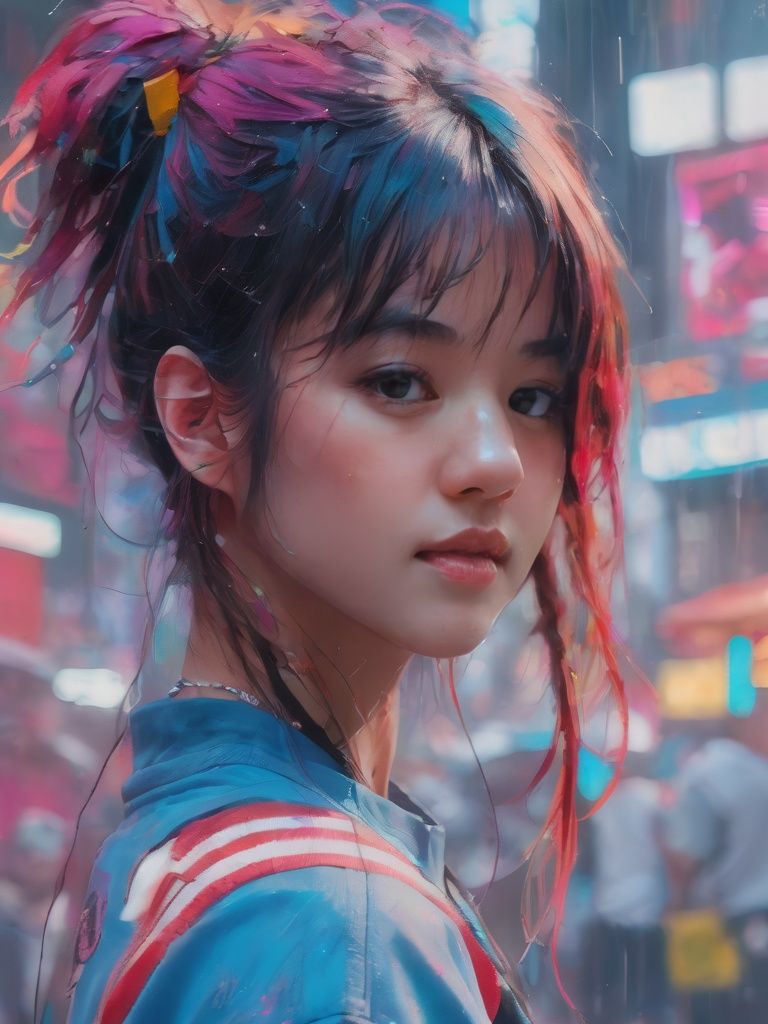 A girl wearing fancy street wear,  neo tokyo,  centered| intricate| highly detailed| breathtaking beauty| precise lineart|...