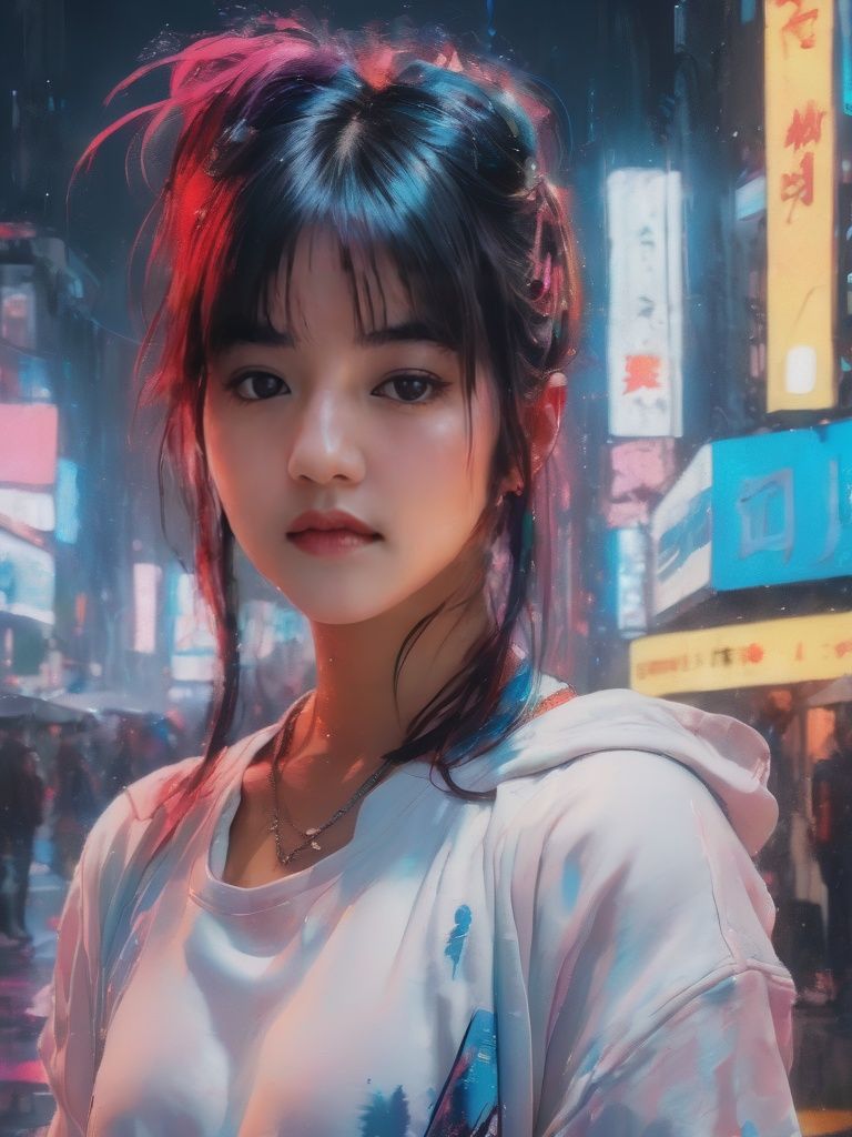 A girl wearing fancy street wear,  neo tokyo,  centered| intricate| highly detailed| breathtaking beauty| precise lineart|...