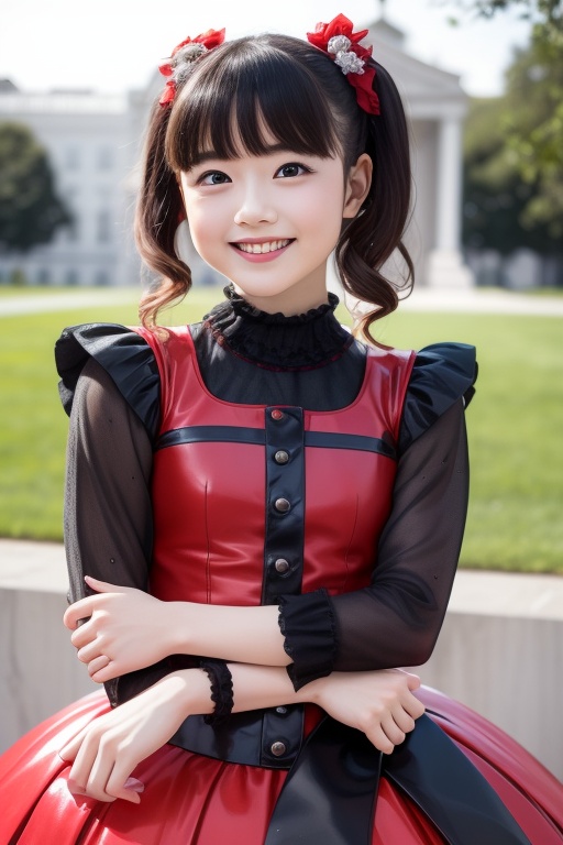 A bright sunny day photo of YUIMETAL (Yui Mizuno) from BABYMETAL,  speaking,  age 9 on Tensor.Art