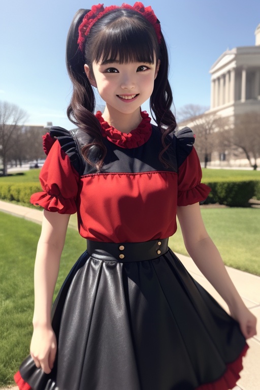 A bright sunny day photo of YUIMETAL (Yui Mizuno) from BABYMETAL,  speaking,  age 9 on Tensor.Art