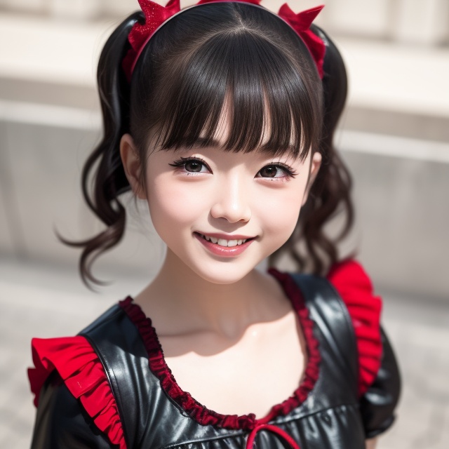 A bright sunny day photo of YUIMETAL (Yui Mizuno) from BABYMETAL,  speaking,  age 9 on Tensor.Art