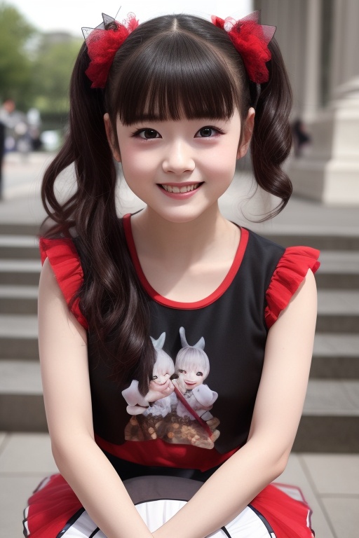 A bright sunny day photo of YUIMETAL (Yui Mizuno) from BABYMETAL,  speaking,  age 9 on Tensor.Art