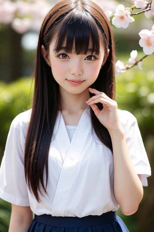 Generate a stunning portrait of an 8-year-old Japanese girl,  radiating beauty and innocence. She has long,  flowing black...