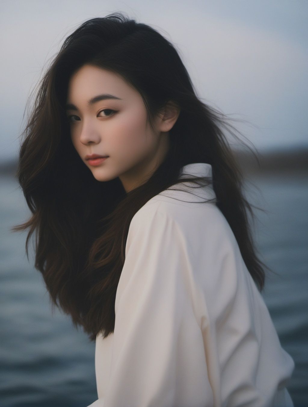 1girl,floating hair,looking at viewers,((front)),upper body,soft light,dark style,{{masterpiece}},{{{best quality}}},{{ultra-detailed}},{{illustration}},{{disheveled hair}},depth of field (dof),Close-Up(CU),(by artist Aliza Razell:1.5),real photos,<lora:FUJI_SDXL_V1.2:0.7>,normal body ratio,