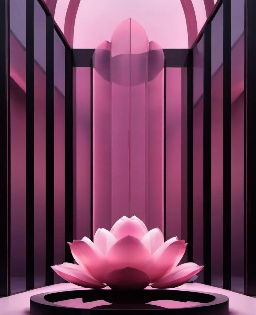 jingjing, no humans, flower, indoors, crystal, pink flower, scenery, pillar, still life, gem, window, petals,<lora:sdxl_jingjing_v2-000005:1>,