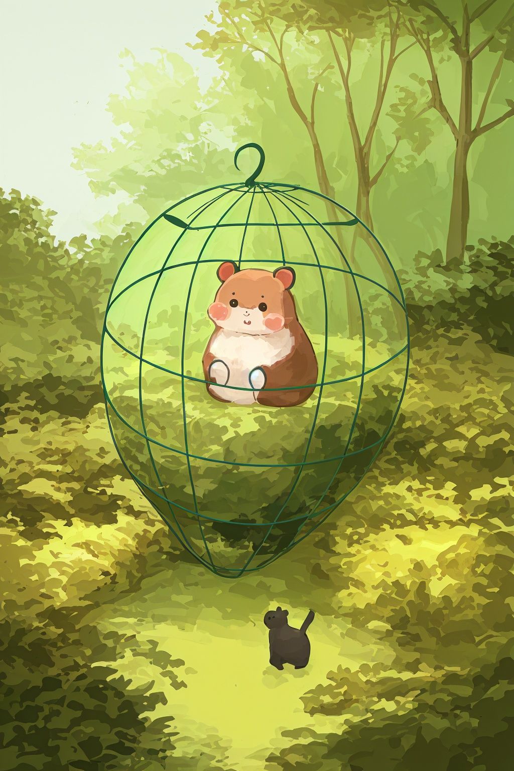 solo hamster, cute animal, outdoors,leaves net, <lora:VaskaFluV1:0.8>