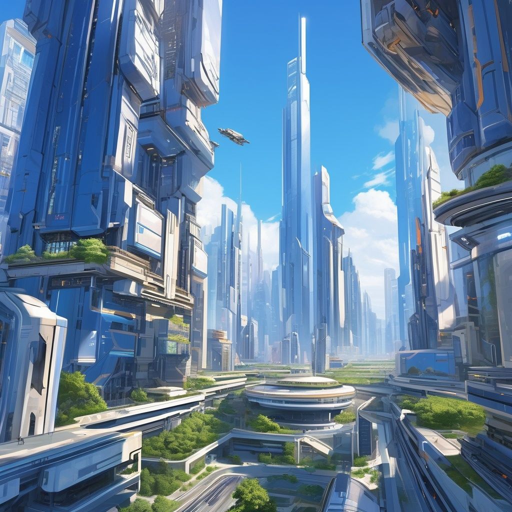 masterpiece,best quality,beautifully painted,highly detailed,ultra high res,scence,buildings,scenery,sky,no humans,outdoors,building,day,blue sky,science fiction,city,cityscape,  <lora:sdxl_sdxl-000058:0.6>
