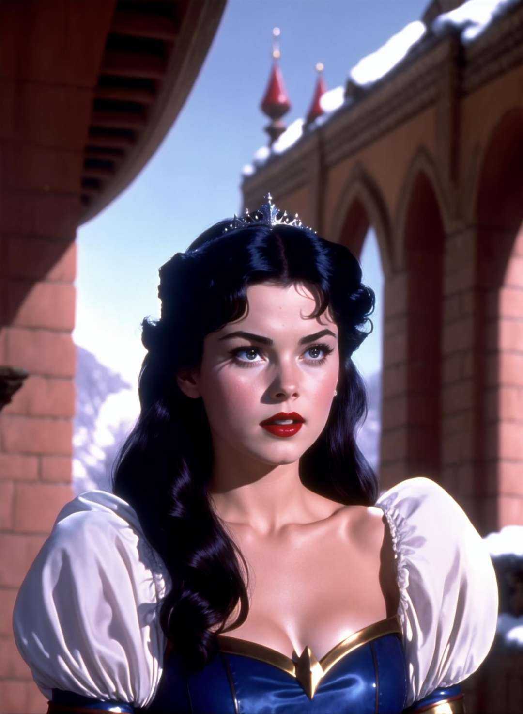 Princess Snow White dvd screengrab live action 1984 dark fantasy on Tensor.Art