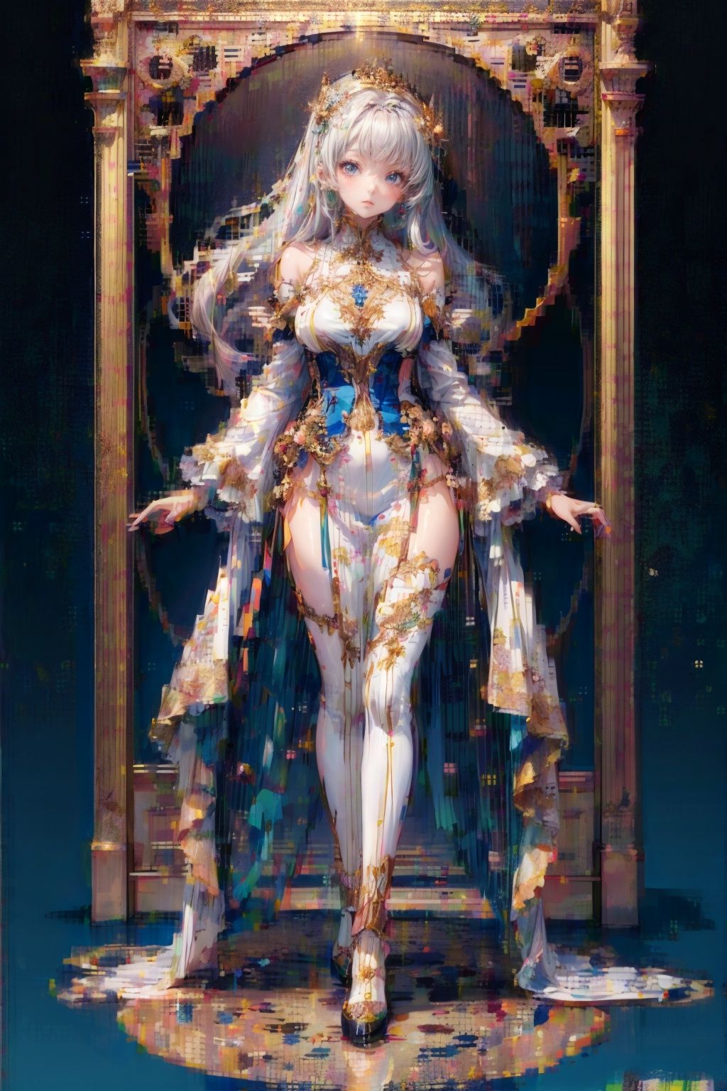 illustration,1 girl age 25,full body, standing, best quality, highly detailed,best quality,masterpiece,an extremely delicate and beautiful, extremely detailed, ***** girl, anime style, dsicogirl,nijistyle,1girl