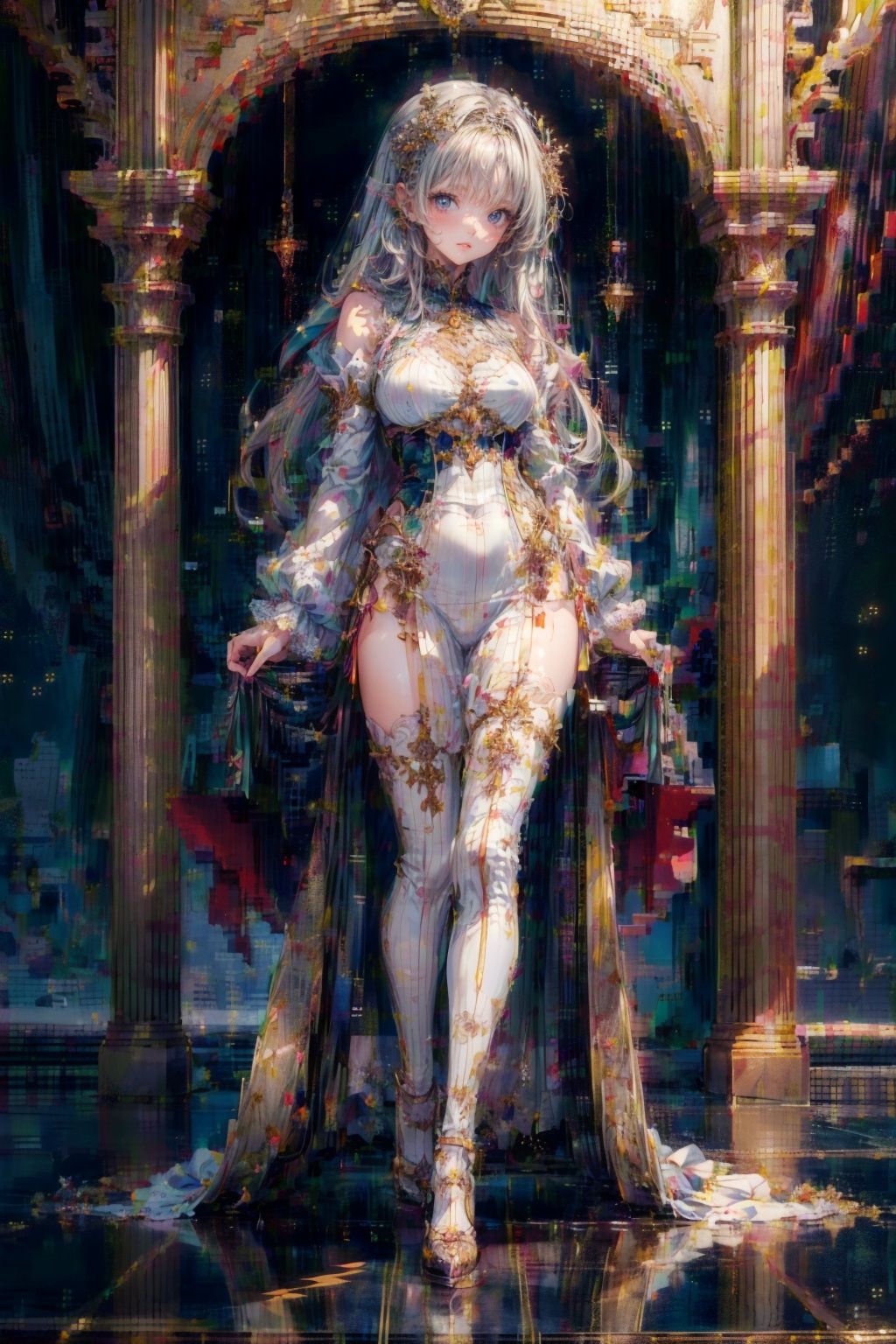 illustration,1 girl age 25,full body, standing, best quality, highly detailed,best quality,masterpiece,an extremely delicate and beautiful, extremely detailed, ***** girl, anime style, dsicogirl,nijistyle,1girl