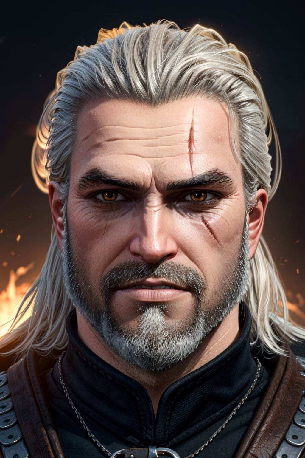 geralt_soul3142,  slit pupils,  facial hair on Tensor.Art
