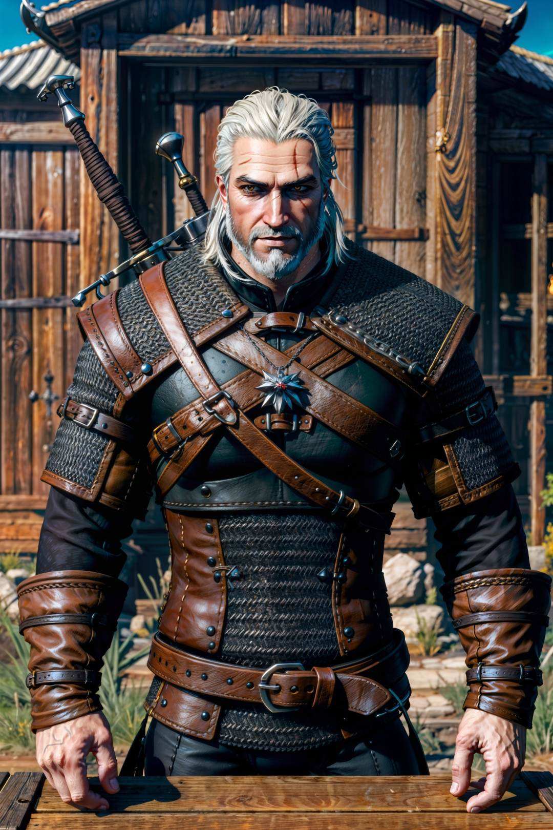 geralt_soul3142,  beard,  chainmail on Tensor.Art