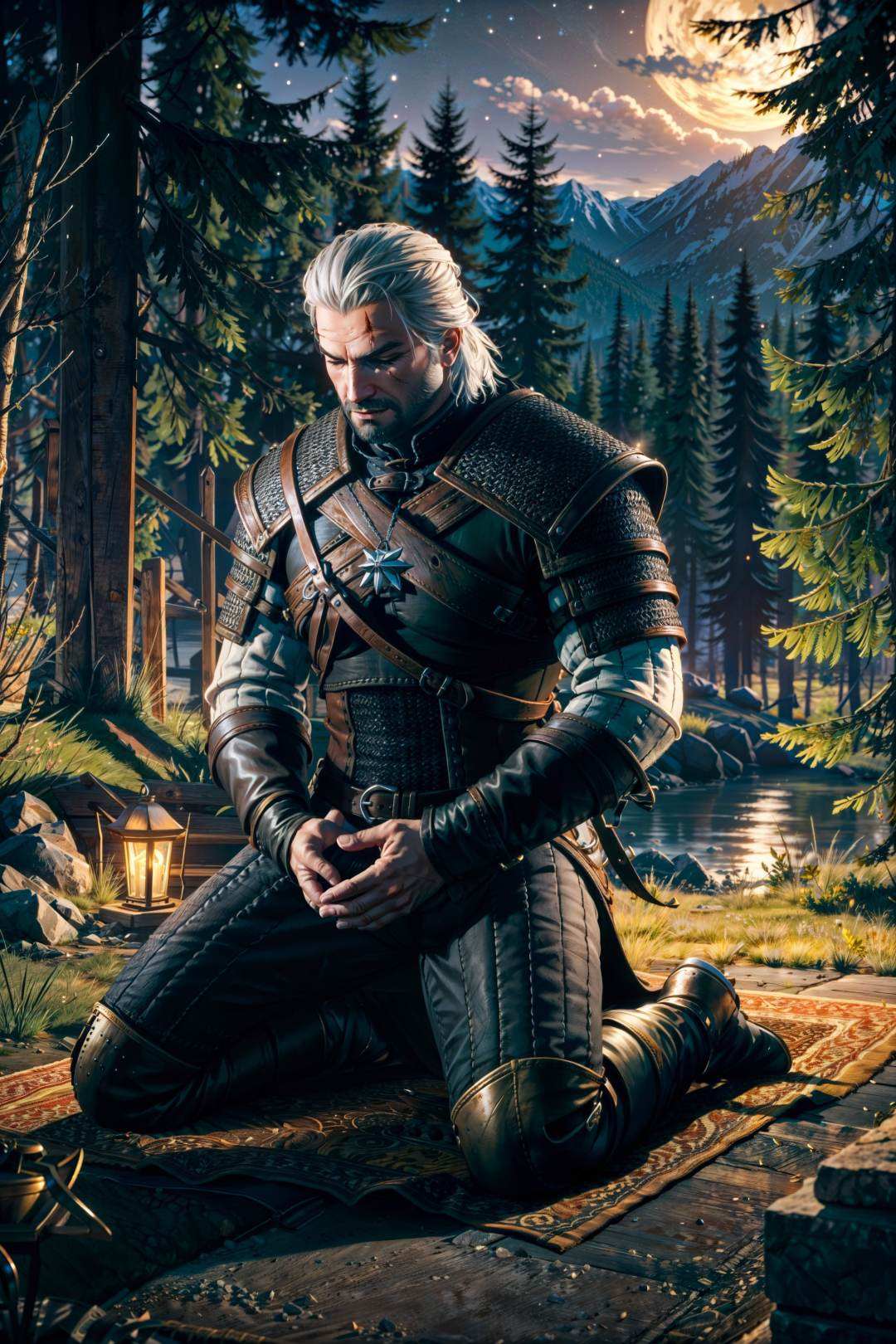 geralt_soul3142,  sitting,  on knees on Tensor.Art