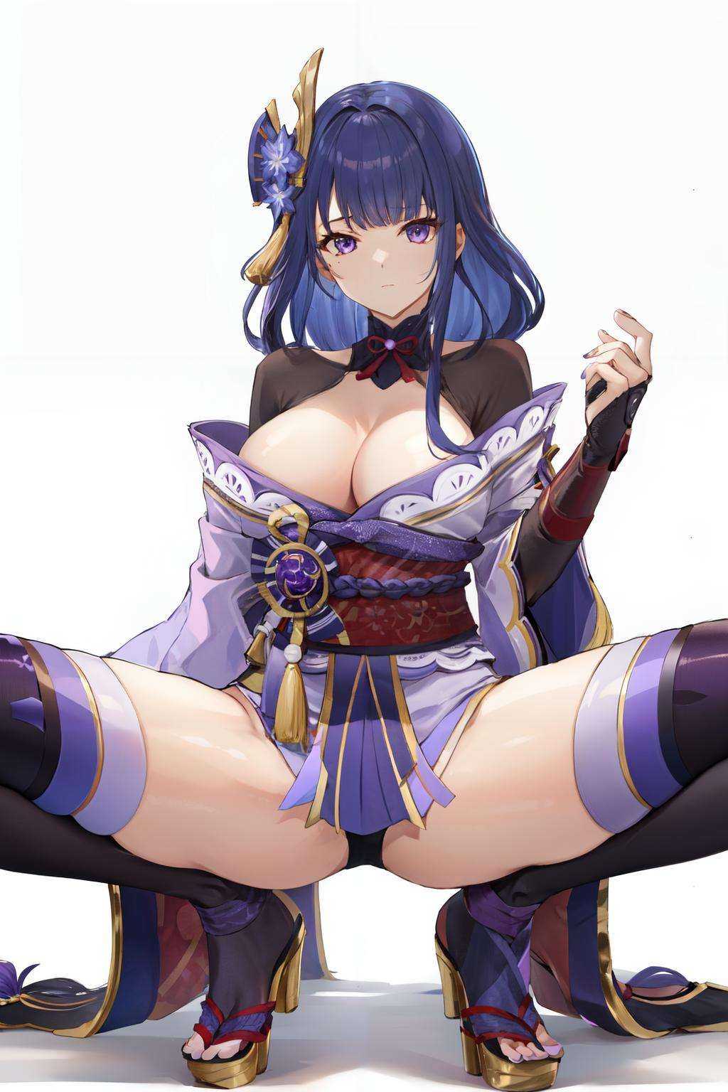 raiden shogun,  1girl,  breasts on Tensor.Art