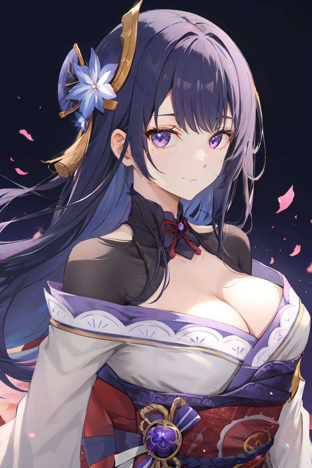 raiden shogun,  1girl,  large breasts on Tensor.Art