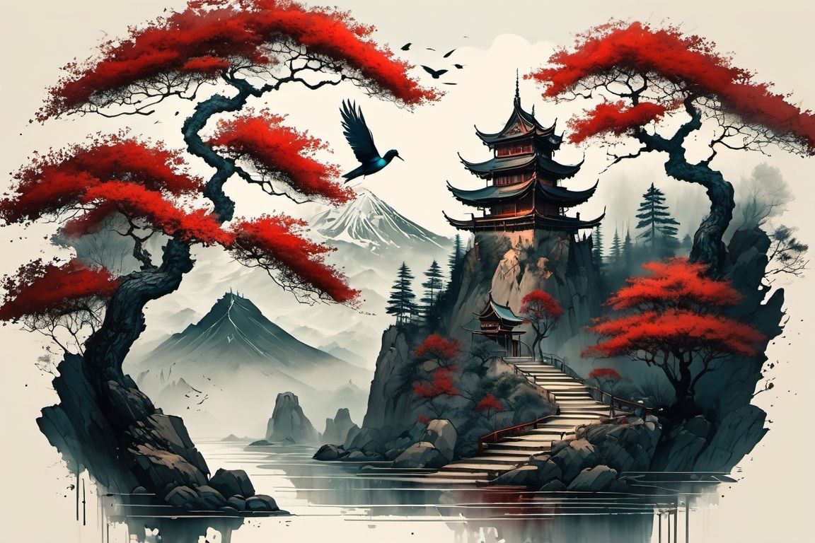 ink scenery,  tree,  scenery by Goofy Ai on Tensor.Art