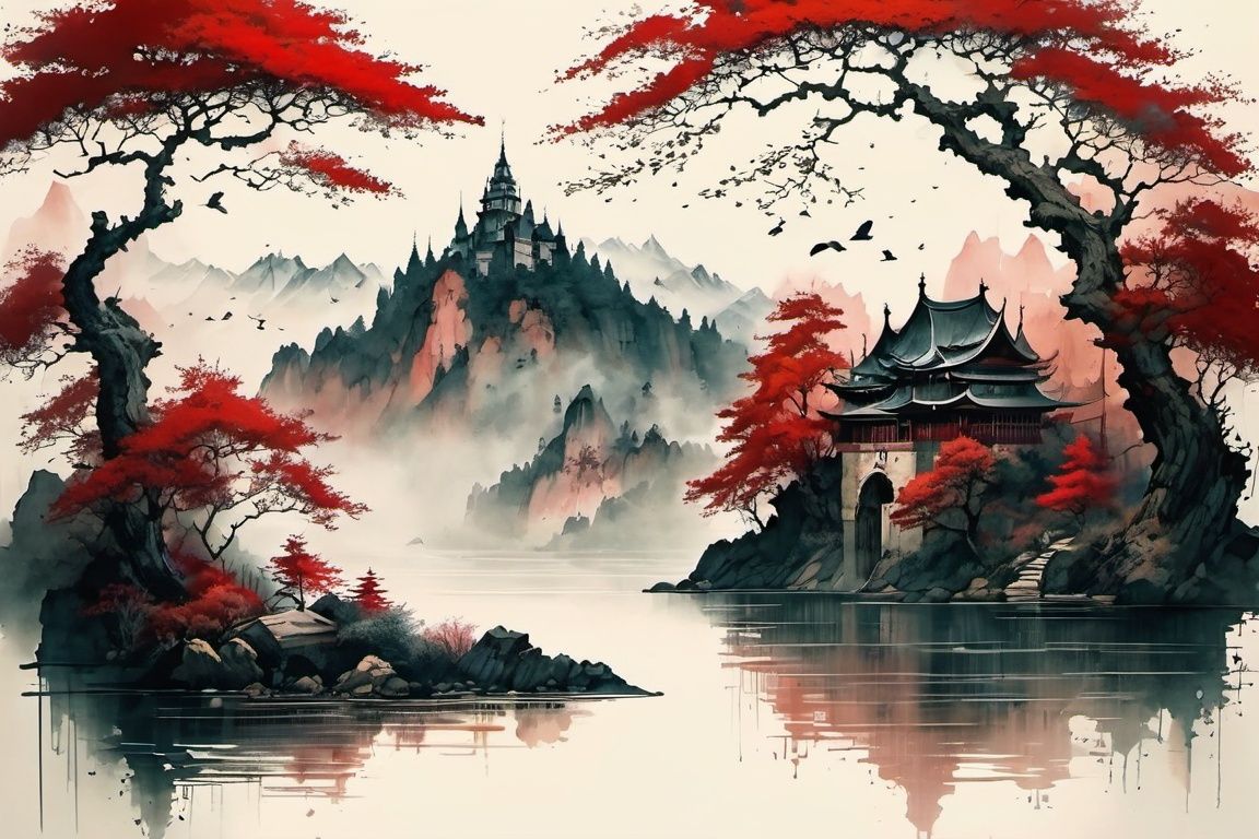 ink scenery,  tree,  scenery by Goofy Ai on Tensor.Art