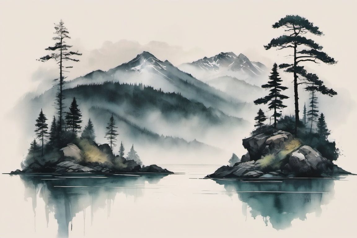 ink scenery,  no humans,  mountain by Goofy Ai on Tensor.Art