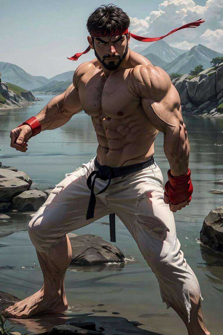 ryu,  1guy,  shirtless on Tensor.Art