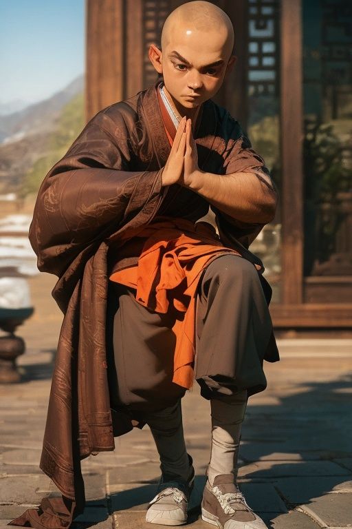 (RAW photo:1.2),(photorealistic:1.4),(masterpiece:1.3),(best quality:1.4),ultra high res,(detailed facial features),HDR,8k resolution,skin tight,(shiny skin),dreamlike,(extreme detailed illustration),check commentary,commentary request,scenery,no text,solo,(1boy:2),0girl:0 ),<lora:羡慕更好的手定位:0.5><lora:苹果屁股:0.4> <lora:高挑,美丽,自信且具有超模比例的女士:0.4>, <lora:monk:1>monk,chinese clothes,(full_body:1.3),
