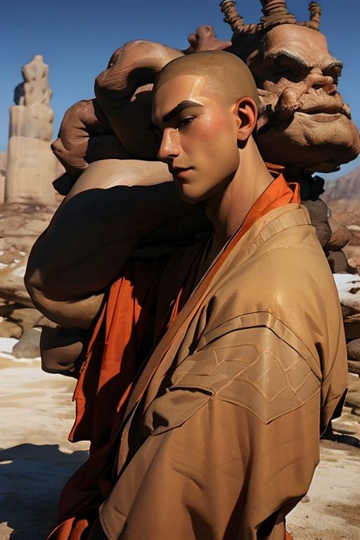 (RAW photo:1.2),(photorealistic:1.4),(masterpiece:1.3),(best quality:1.4),ultra high res,(detailed facial features),HDR,8k resolution,skin tight,(shiny skin),dreamlike,(extreme detailed illustration),check commentary,commentary request,scenery,no text,solo,(1boy:2),0girl:0 ),<lora:羡慕更好的手定位:0.5><lora:苹果屁股:0.4> <lora:高挑,美丽,自信且具有超模比例的女士:0.4>, <lora:monk:1>monk,chinese clothes,(full_body:1.3),