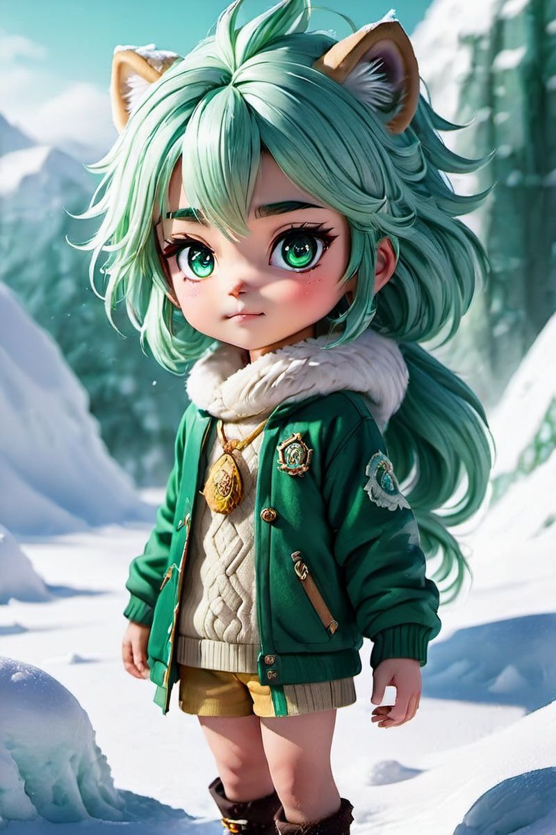 8k,best quality,masterpiece,portrait,seductive,looking at viewer,
(by taran fiddler),(by darkgem:0.8),(by chunie:1),clapping,
(anthro claycalloway:1.2),dark green hair,lion,(male),detailed fur,tough guy,handsome,white sweater,(detailed pixar eyes:1.2),detailed eyes,
happy,relaxed,
Snowy mountain passes,frozen lakes,ice caves,skiing opportunities,winter wonderland,pristine landscapes,
,,,chibi,