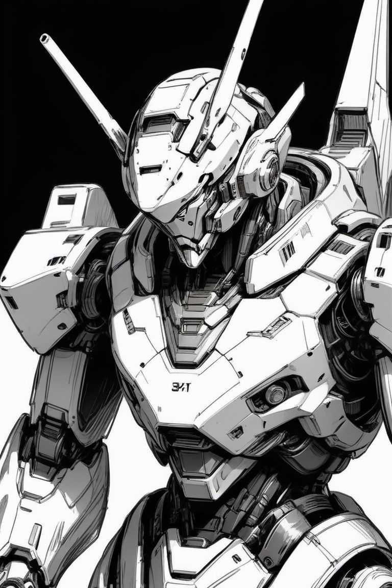 masterpiece,best quality,(photorealistic:1.4),(ultra detailed:1.3),unity 8k wallpaper,penSketch_style, monochrome, ink sketch,high quality,masterpiece, 1boy,mecha,robot, pensketch without 
 pen