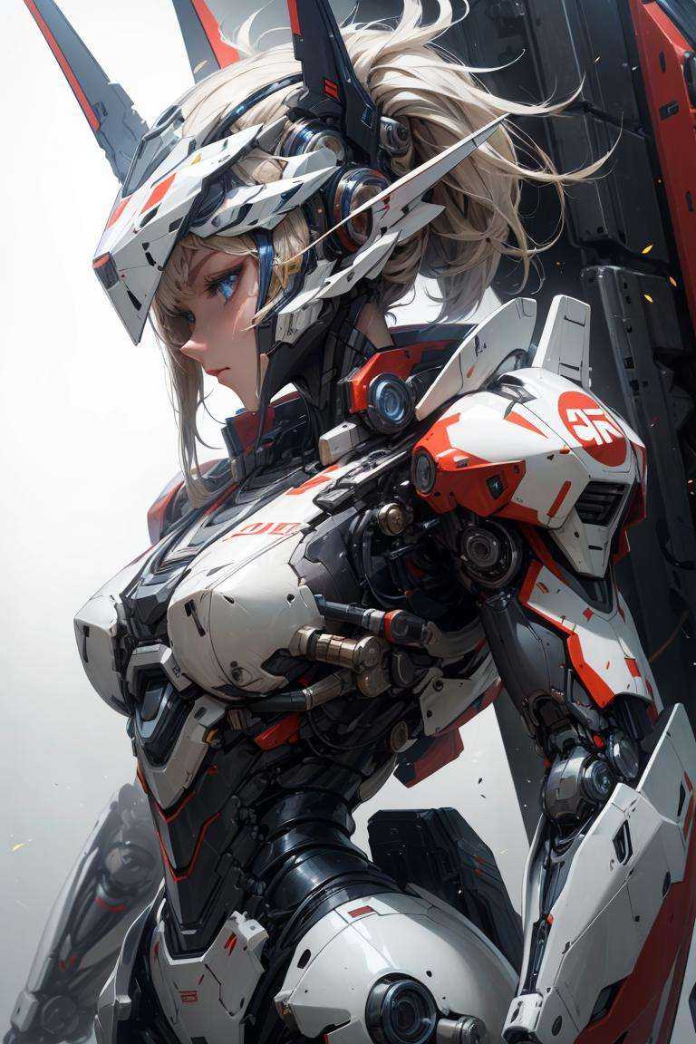 mecha musume, mechanical parts, robot joints, headgear, full armor,1girl, solo, (masterpiece, best quality, high quality, highres, ultra-detailed), <lora:A-Mecha-REN[color_theme,mecha musume, mechanical parts, robot joints,headgear,full armor]:0.7>