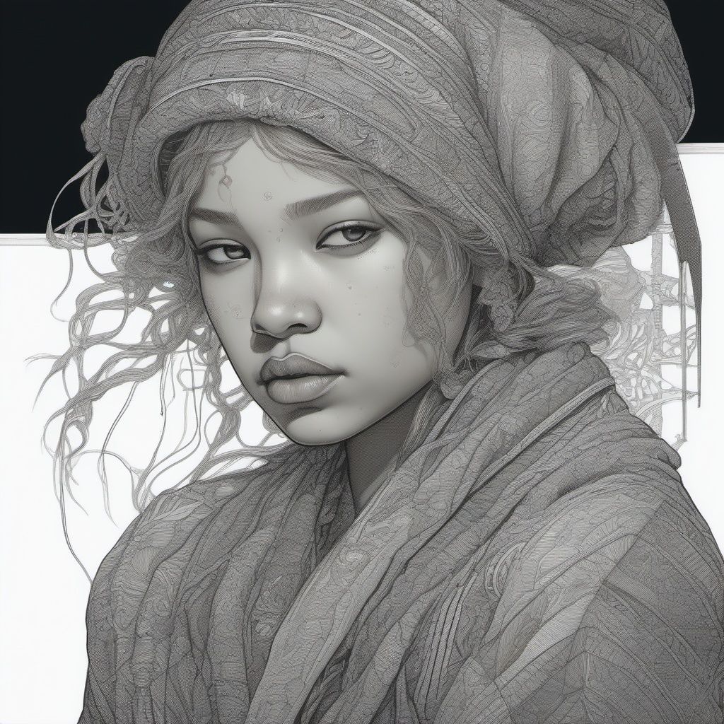 color ink drawing,  Young girl,  Perfect details on Tensor.Art