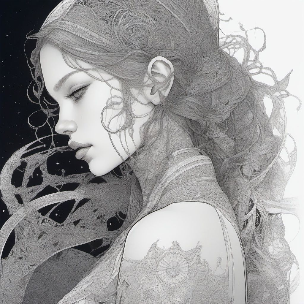 color ink drawing,  Young girl,  Perfect details on Tensor.Art