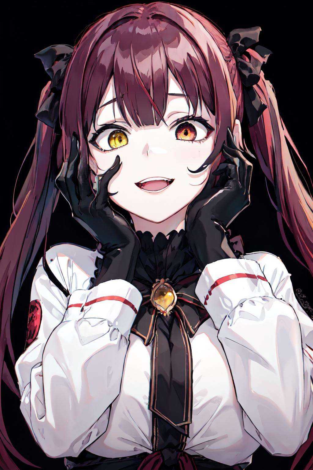 yandere trance,  red hair,  black gloves on Tensor.Art