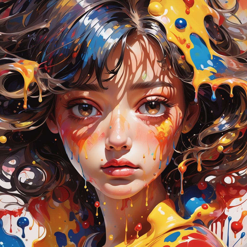 dripping paint,  abstract,  1 girl on Tensor.Art