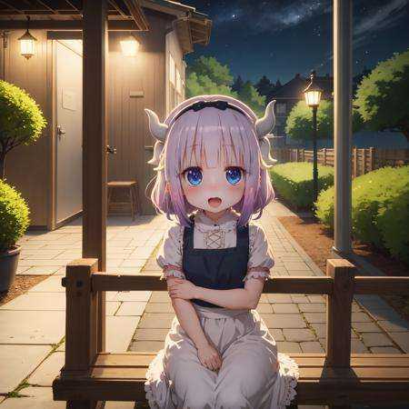1 little girl, Kanna, Maid Dragon, HDR, happy, nature, look at viewer, night light, 4 seasons, cartoon style, best quality, masterpiece,  <lora:Kanna_Sora9:0.9>, (masterpiece,best quality:1.5)