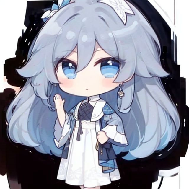  (masterpiece:1.3), (the best quality:1.2), (super fine illustrations:1.2), (Masterpiece), high quality, high detail,(white background:1.2), looking at viewer, (SOLO:1.4),outline,,simple background, chibi, fu hua, blue_eyes,(((full_body)))