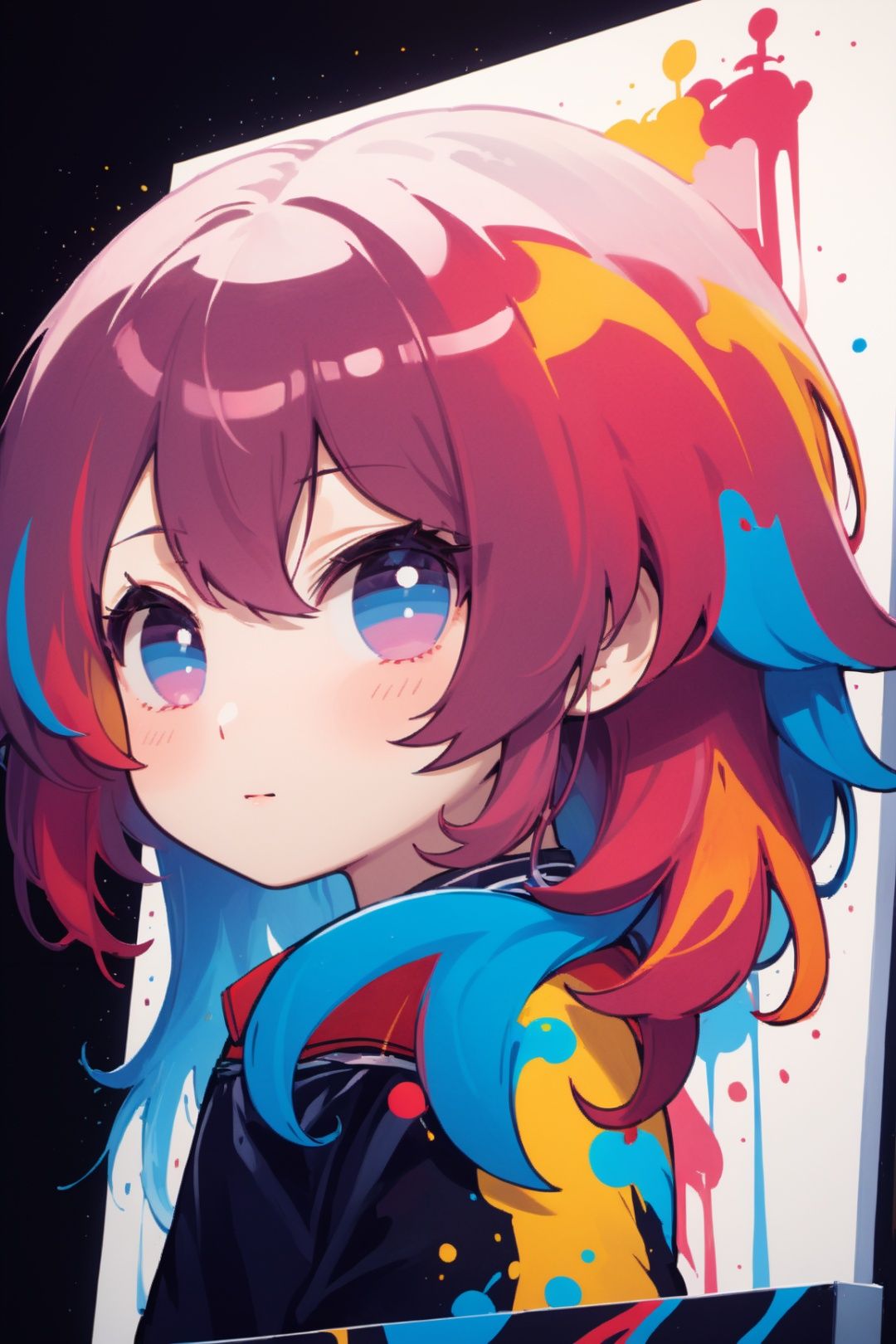Colorful ink cascaded the canvas, forming human face. photo, studio lighting, sony a7, 35mm, hyperrealistic, big depth of field, concept art, colors, hyperdetailed, hyperrealistic, (big depth of field), (moody lighting), (ambient light), ((cinematic)),chibi,fuhua
