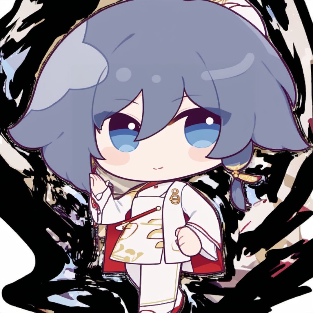 (masterpiece:1.3), (the best quality:1.2), (super fine illustrations:1.2), (Masterpiece), high quality, high detail,(white background:1.2), looking at viewer, (SOLO:1.4),outline,,simple background,  fu hua, chibi