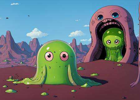 kawaii slime in an alien landscape by HR Giger on Tensor.Art