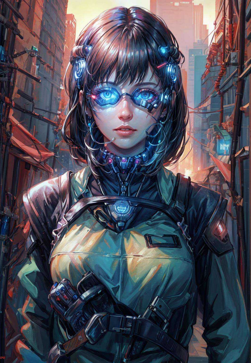 Masterpiece, best quality, uhd, 8k resolution, best light, realistic, detailed background, detailed face, detailed hands, 1girl, elegant girl from cyberpunk world