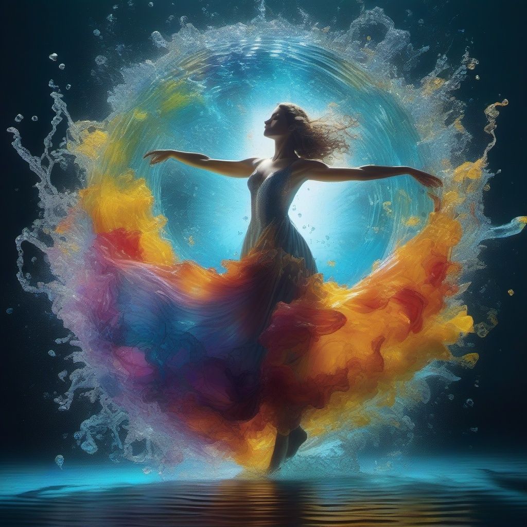 A girl Dancing like Dissolving colorful ink in clear water,  stunning vfx,  vivid by agon on Tensor.Art