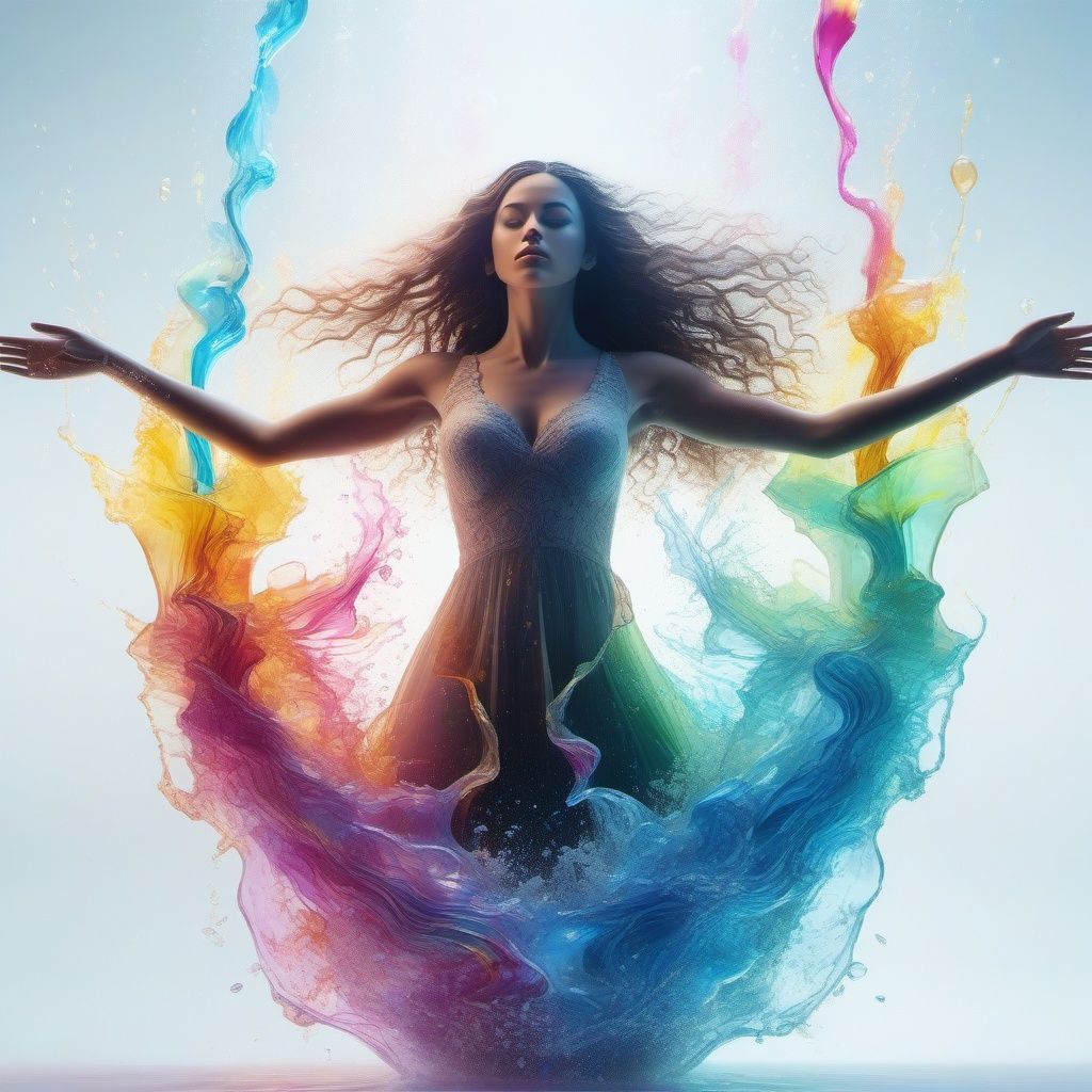A girl Dancing like Dissolving colorful ink in clear water,  stunning vfx,  vivid by agon on Tensor.Art