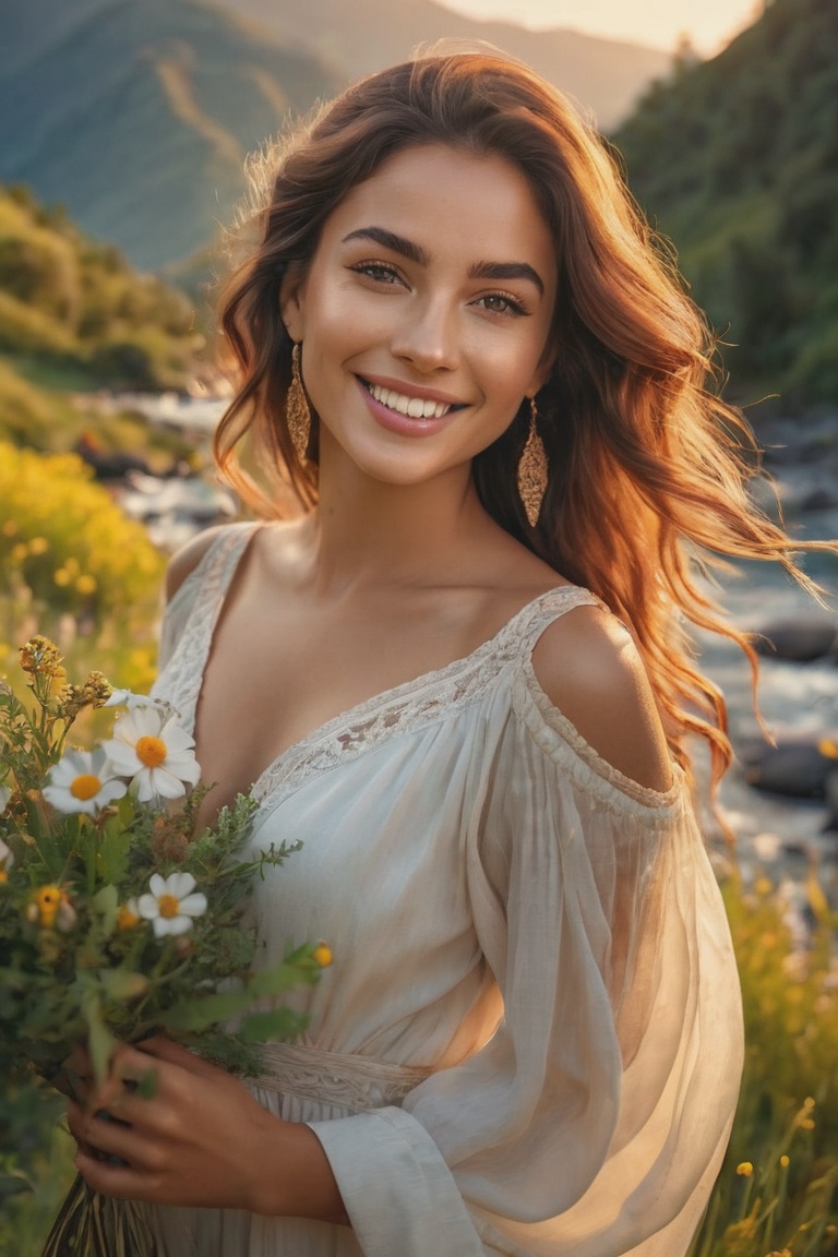 photorealistic,  ultra-detailed,  vibrant photography of a woman in nature on Tensor.Art